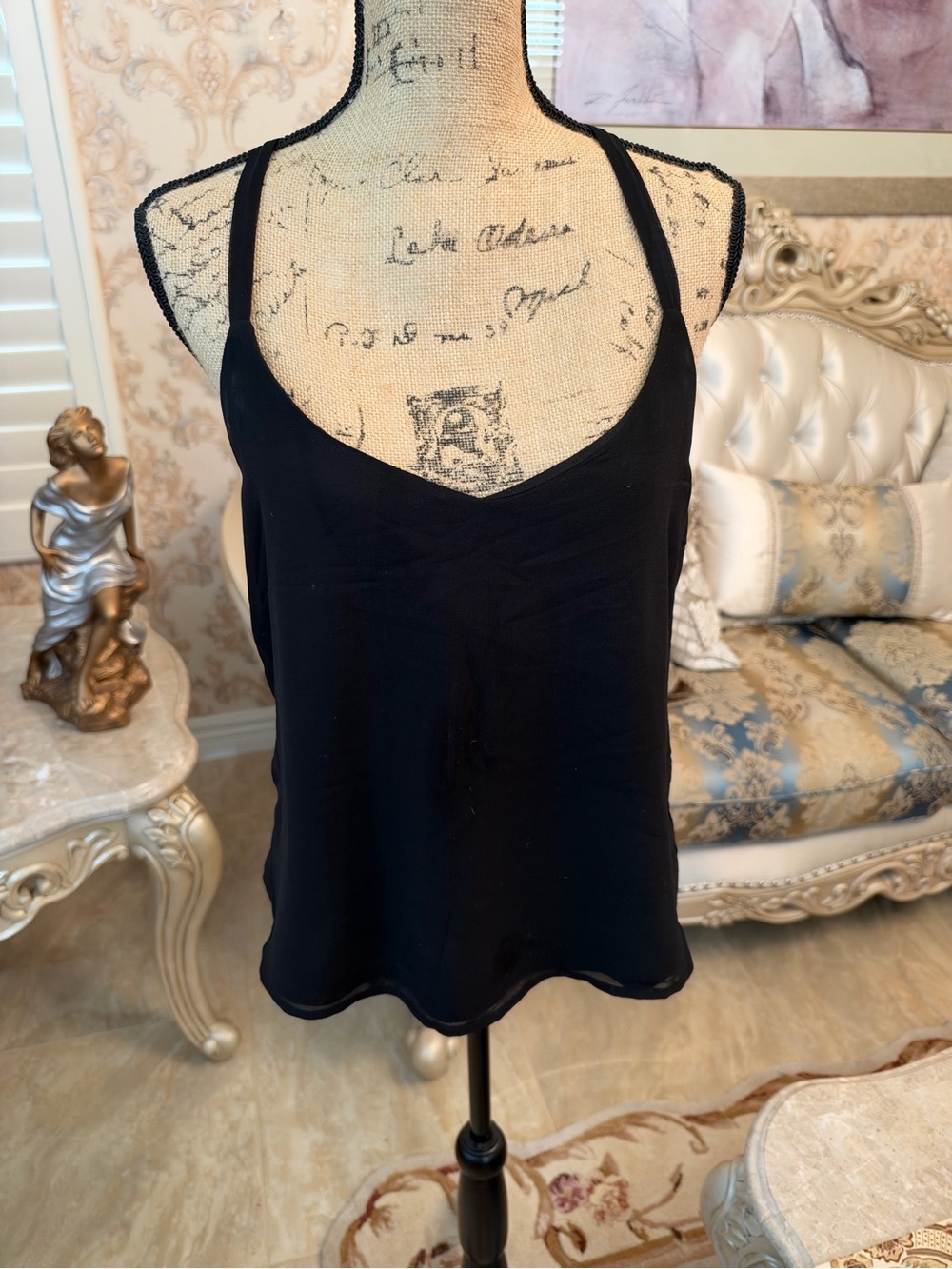 Socialite Black Camisole Tank Top with Slim Straps